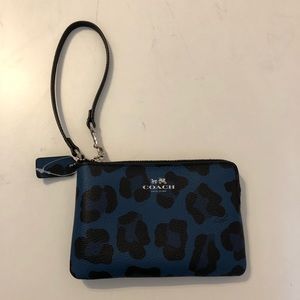 Blue Cheetah print Coach Wristlet